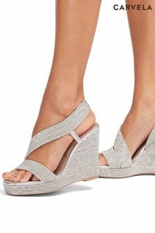 Carvela Grey Chrome Gala Wedge Jewel 110 Sandals (B91533) | $272