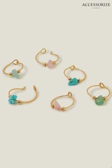 Accessorize 14ct Gold Plated Stone Hoop Earrings 3 Pack (B91660) | €26