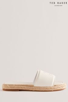 Ted Baker White Portiya Flat Espadrilles Sandals With Signature Logo (B91733) | $224