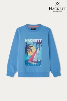 Hackett London Older Boys Blue Crew Neck Sweatshirt (B91785) | OMR34