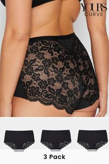 Yours Curve Lace Back Knickers 3 Pack
