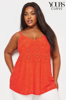 Yours Curve Orange Broderie Cami (B91882) | SGD 37