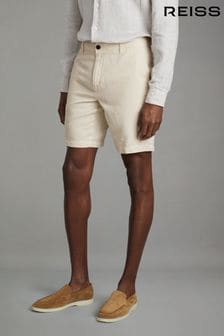 Reiss Off White Ezra Cotton Blend Internal Drawstring Shorts (B91944) | 720 QAR