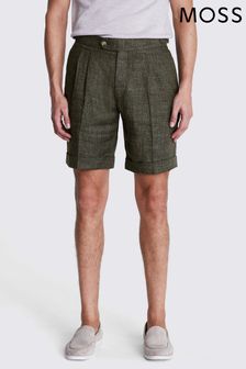 MOSS Khaki Green Linen Shorts (B91952) | LEI 418