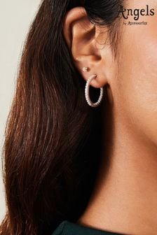 Accessorize Sterling Silver Plated Sparkle Front and Back Hoops (B91990) | TRY 673