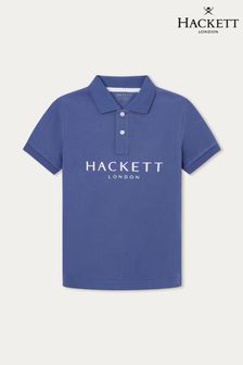 Синяя рубашка поло для старших мальчиков с короткими рукавами Hackett London (B92130) | €76