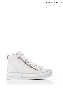 Moda in Pelle Annaken High Top Chunky Sole Lace up White Trainers