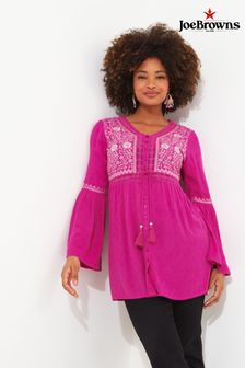 Joe Browns Pink Dobby Embroidered Longline Blouse (B92346) | OMR28