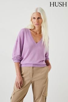 Hush Purple Aston Linen Blend Knitted Top (B92378) | AED360