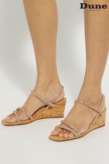 Dune London Pink Kalia Embellished Low Cork Wedge Sandals (B92401) | $154