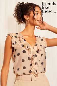 Черный/белый - Friends Like These блузка без рукавов с оборками и завязкой спереди (B92451) | €42