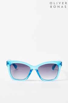 Oliver Bonas Crystal Blue Square Sunglasses (B92491) | kr338