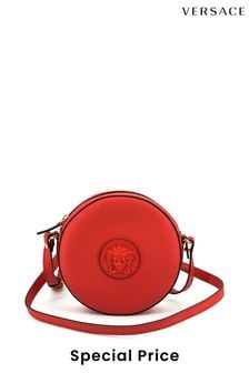 Versace Red Calf Leather Round Disc Shoulder Bag (B92541) | €1,282
