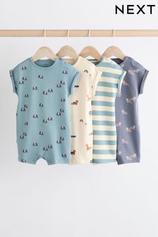 Blue Character Baby Jersey Rompers 4 Pack (B92570) | ₪ 84 - ₪ 109