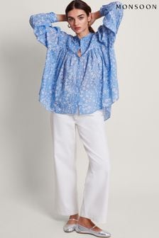 Monsoon Blue Dahlia Print Shirt (B92579) | KRW104,600