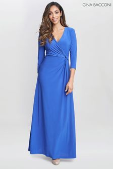 فستان ماكسي جيرسيه أزرق Celine ملفوف من Gina Bacconi (B92597) | 72 ر.ع