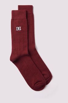 Красный - Мужские носки из кашемира в рубчик на массивной подошве Duchamp (B92712) | €40