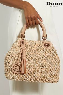 Dune London Cream Deltaz Wooden Handle Raffia Grab Bag (B92823) | €119