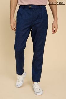 White Stuff Blue Linen Blend Trousers (B92846) | $90