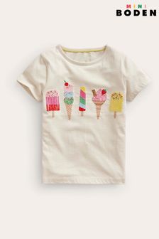 Boden Cream Superstitch Logo T-Shirt (B93014) | Kč755 - Kč835