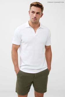 French Connection Wide Rib White Polo Shirt