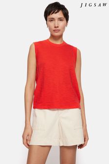 Czerwony - Jigsaw bawełniana koszulka bez rękawów (B93208) | 220 zł