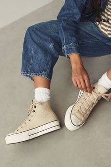 Converse Nude Leather Chuck Taylor All Star Lift Trainers (B93259) | $163