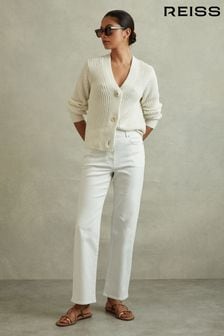 Reiss White Selin Mid Rise Straight Leg Jeans (B93339) | 809 QAR