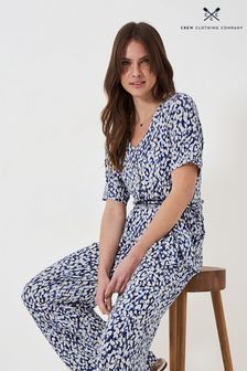 Crew Clothing Company Blue Plain Viscose Relaxed Jumpsuit (B93357) | 108 €