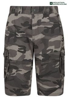 Schwarz - Mountain Warehouse Herren Leichte Cargo-Shorts aus 100 % Baumwolle mit Camouflage-Muster (B93651) | 51 €