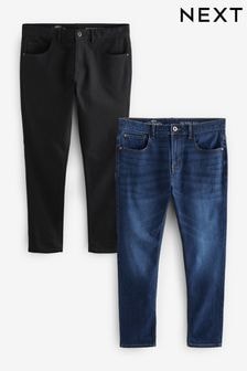 Blue Mid/Black Solid Classic Stretch Skinny Fit Jeans 2 Pack (B93883) | $78