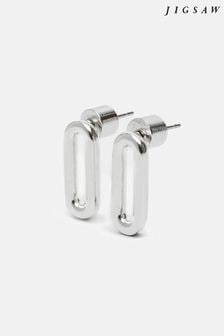 Jigsaw Small Silver Tone Link Stud Earrings (B93912) | $77