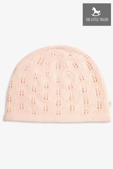 The Little Tailor Baby Pink Cotton Pointelle Knitted Hat