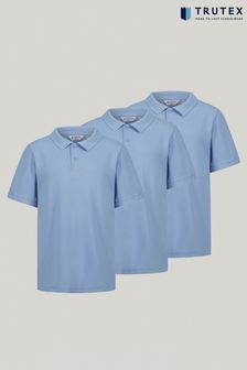 Trutex Unisex Blue Short Sleeve School Polo Shirts 3 Pack