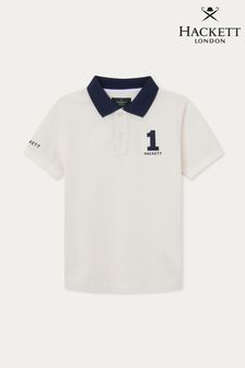 Hackett London Older Boys Short Sleeve White Polo Shirt (B94149) | €83