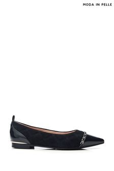 أسود - حذاء باليرينا مدبب عند الأصابع بتشذيب سلسلة Edessa من Moda In Pelle (B94204) | 567 ر.س