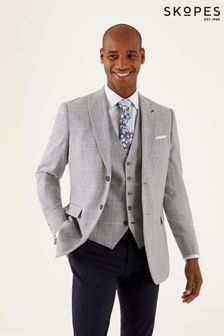 Skopes Grayson Linen Blend Light Grey Check Tailored Fit Jacket (B94258) | kr1,545