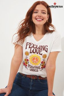 Joe Browns White Positive Vibes Affirmation Slogan Crew Neck Graphic T-Shirt (B94409) | AED128