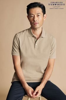 Коричневый - Charles Tyrwhitt футболка-поло из эластичного хлопка пике с короткими рукавами (B94531) | €76