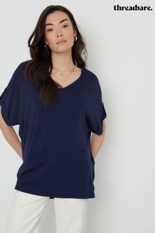 Threadbare Blue Batwing Sleeve V-Neck Tunic Top (B94584) | $34