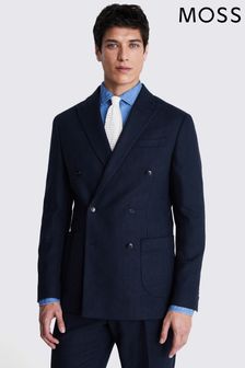 MOSS Tailored Fit Blue Herringbone Jacket (B94604) | AED993