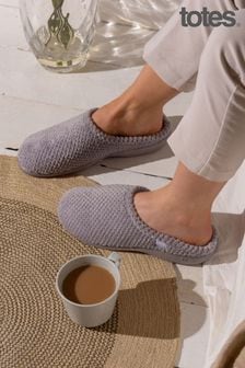 Totes Grey Isotoner Popcorn Terry Mules Slippers (B94639) | 140 SAR