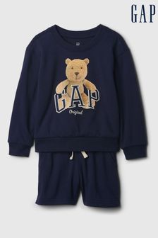 Gap Blue Brannan Bear Arch Logo Sweatshirt and Shorts Set (6mths-5yrs) (B94726) | €46
