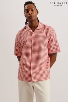 Ted Baker Red Textured Geo Oise Shirt (B94819) | $127