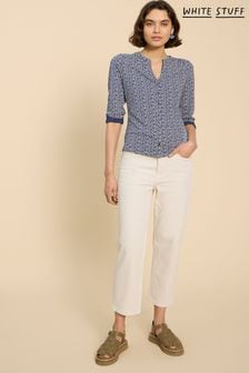 White Stuff Blue Connie Collarless Shirt (B94928) | HK$522