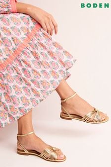 Boden Gold Twist Front Flat Sandals (B94996) | AED638