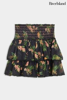 River Island Black Girls Tropical Rara Skirt (B95029) | ￥3,520