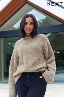 Boucle Plain Crew Neck Casual Jumpers Next Luxembourg