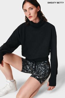 Sweaty Betty Black Melody Luxe Fleece Pullover Jumper (B95225) | €135