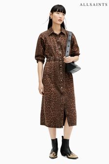 AllSaints Brown Osa Leppo Dress (B95323) | kr2,064